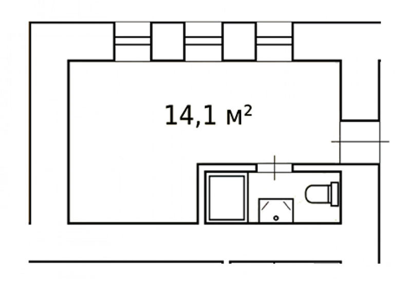 14,1 м², апартаменты-студия 4 950 000 ₽ - изображение 1