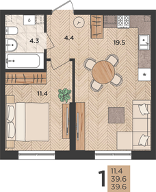 39,3 м², 1-комнатная квартира 6 248 700 ₽ - изображение 17
