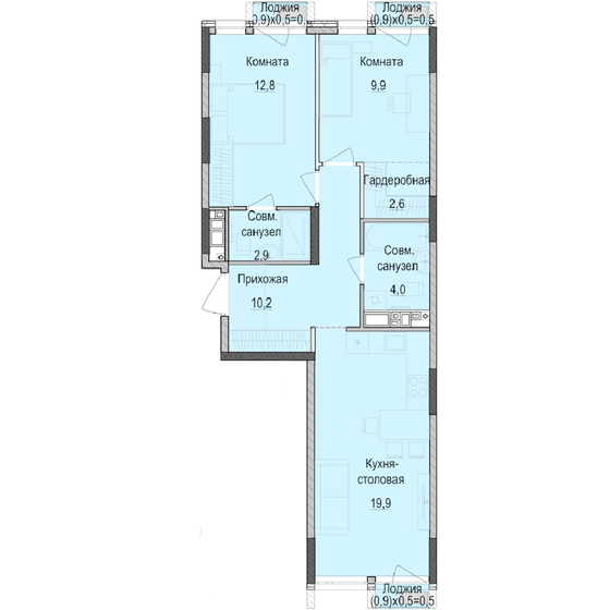 63,5 м², 2-комнатная квартира 9 246 000 ₽ - изображение 1