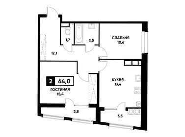 Квартира 64 м², 2-комнатная - изображение 1