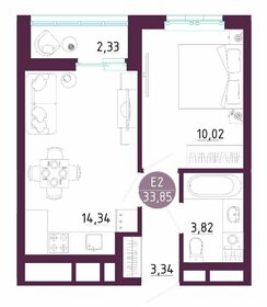 Квартира 34 м², 1-комнатная - изображение 1