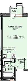 Квартира 28,8 м², студия - изображение 1