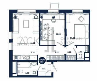 Квартира 58,8 м², 2-комнатная - изображение 1