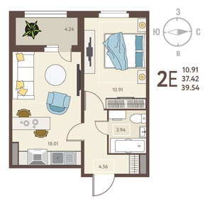 39,8 м², 1-комнатная квартира 3 090 000 ₽ - изображение 28