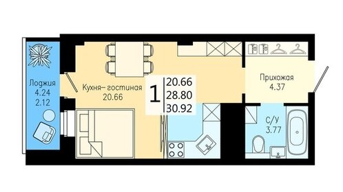 28,2 м², квартира-студия 4 750 000 ₽ - изображение 16