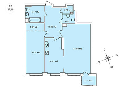 97,8 м², 2-комнатная квартира 18 185 220 ₽ - изображение 34