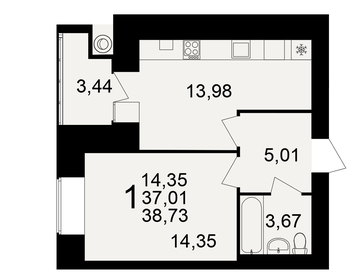 34,5 м², 1-комнатная квартира 3 000 000 ₽ - изображение 26