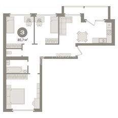 Квартира 85,5 м², 3-комнатная - изображение 1