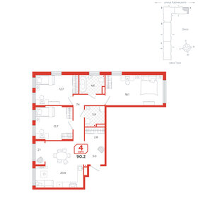 89,6 м², 4-комнатная квартира 12 230 000 ₽ - изображение 52