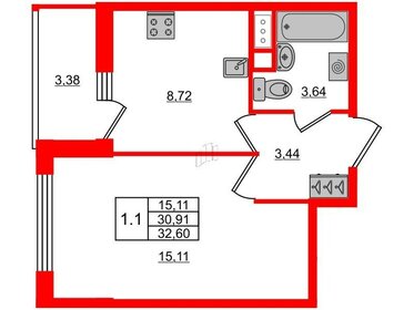 Квартира 31 м², 1-комнатная - изображение 2