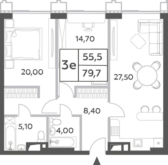 79,7 м², 3-комнатная квартира 32 915 812 ₽ - изображение 1