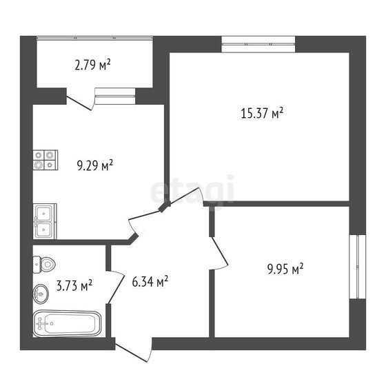 46,1 м², 2-комнатная квартира 4 350 000 ₽ - изображение 1