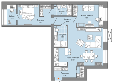 81 м², 3-комнатная квартира 9 646 856 ₽ - изображение 16