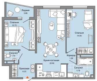 64 м², 3-комнатная квартира 5 558 672 ₽ - изображение 56