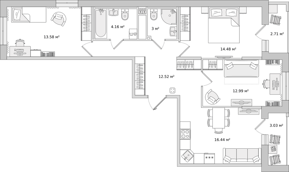82,9 м², 3-комнатная квартира 11 545 211 ₽ - изображение 1