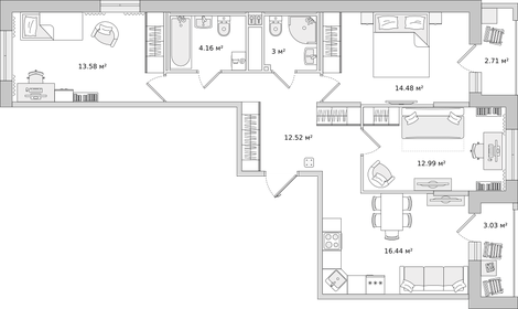 Квартира 82,9 м², 3-комнатная - изображение 1