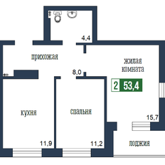 Квартира 53,4 м², 2-комнатная - изображение 2