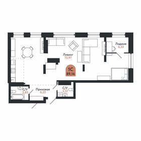 Квартира 89,1 м², 1-комнатная - изображение 1