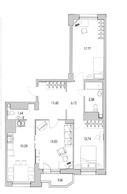 Квартира 91,8 м², 3-комнатная - изображение 1