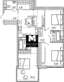 Квартира 97,8 м², 3-комнатная - изображение 1