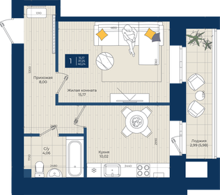 42,2 м², 2-комнатная квартира 3 600 000 ₽ - изображение 84