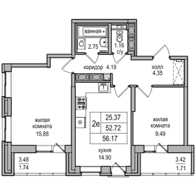 52,7 м², 2-комнатная квартира 11 149 745 ₽ - изображение 28