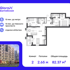 Квартира 82,4 м², 2-комнатная - изображение 2