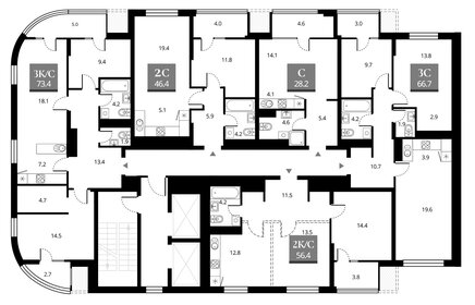 Квартира 66,7 м², 2-комнатная - изображение 1