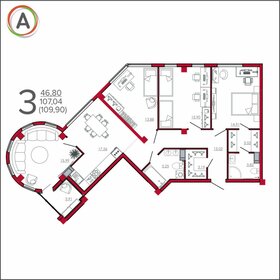 Квартира 109,8 м², 3-комнатная - изображение 1