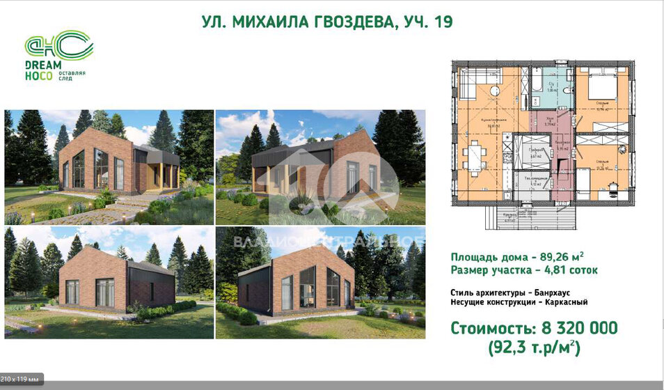 89,3 м² дом, 4,8 сотки участок 8 320 000 ₽ - изображение 1