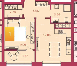 Квартира 35 м², 1-комнатная - изображение 1