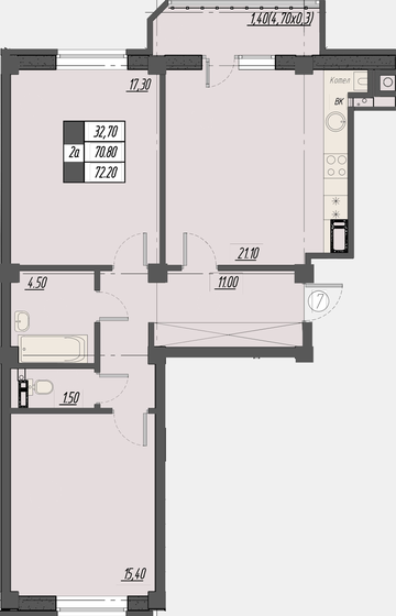 72,2 м², 2-комнатная квартира 10 512 320 ₽ - изображение 1