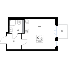 Квартира 24,7 м², студия - изображение 2