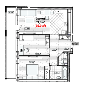 65,8 м², 2-комнатная квартира 9 955 008 ₽ - изображение 41