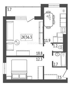 Квартира 56,3 м², 2-комнатная - изображение 2