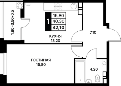 43 м², 1-комнатная квартира 5 400 000 ₽ - изображение 57