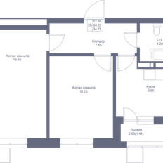 Квартира 57,7 м², 2-комнатная - изображение 3