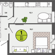 Квартира 39,3 м², 1-комнатная - изображение 2