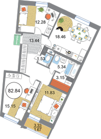 95 м², 3-комнатная квартира 19 500 000 ₽ - изображение 122