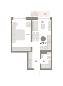 47,2 м², 1-комнатная квартира 9 030 000 ₽ - изображение 12
