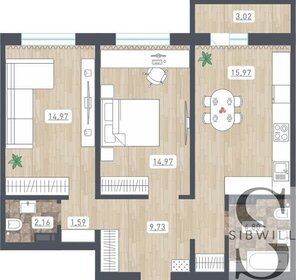 Квартира 65,7 м², 2-комнатная - изображение 1