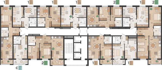 64,8 м², 2-комнатная квартира 8 300 000 ₽ - изображение 61