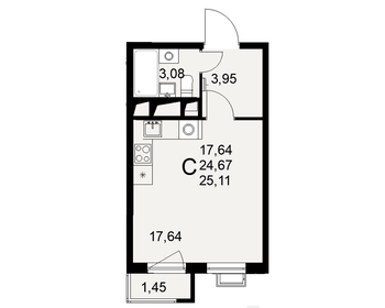25,1 м², квартира-студия 4 017 600 ₽ - изображение 3