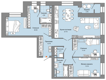 98 м², 3-комнатная квартира 11 504 129 ₽ - изображение 24