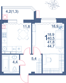 44,6 м², 1-комнатная квартира 5 585 000 ₽ - изображение 12