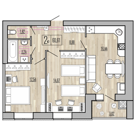 60,7 м², 2-комнатная квартира 4 493 120 ₽ - изображение 20