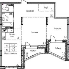 Квартира 78,3 м², 3-комнатная - изображение 2