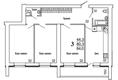 Квартира 87,8 м², 3-комнатная - изображение 1