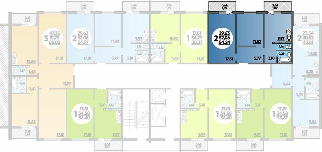 54,2 м², 2-комнатная квартира 5 635 536 ₽ - изображение 8