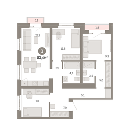 87 м², 3-комнатная квартира 16 500 000 ₽ - изображение 61